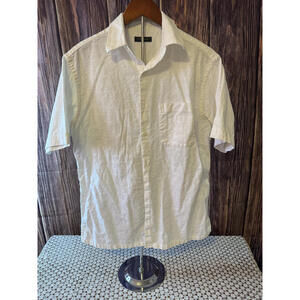 Club Room Men's White Short Sleeve Linen Blend Shirt, Size M